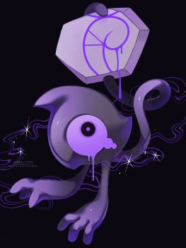 Rule 34 | black background, colored sclera, galarian form, galarian yamask, gen 8 pokemon, ghost, highres, holding, iwasi 29, looking at viewer, mask, nintendo, no humans, pokemon, pokemon (creature), pokemon focus, purple eyes, purple sclera, solo