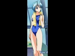 1girl animated anime_screenshot ashita_no_yukinojou ass blue_eyes blue_hair breasts full_body medium_breasts non-web_source one-piece_swimsuit partially_submerged pool pool_ladder poolside school_swimsuit sound submerged sugisaki_reona swim_cap swimming swimsuit tagme towel underwater video water