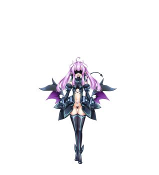 1girl ahoge amakubo_yuri aqua_trim black_gloves black_thighhighs blindfold boots corruption covered_eyes crotch_plate dark_persona demon_girl demon_horns demon_tail demon_wings detached_sleeves earrings elbow_gloves full_body game_cg gloves heart_maebari highres horns inoino jewelry kouyoku_senki_exs-tia large_variant_set lilistia lilistia_yuriel long_hair low_wings maebari navel non-web_source official_art open_mouth pointy_ears pubic_tattoo purple_hair solo standing strapless_bottom tachi-e tail tattoo thigh_boots thigh_gap thighhighs transparent_background twintails variant_set wings