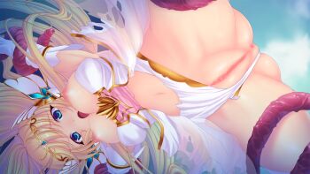1girl :o anus blonde_hair blue_eyes blush breasts censored clothing_aside elbow_gloves en_ciel_rena en_ciel_rena_(laelith) game_cg gloves imminent_rape kourin_tenshi_en_ciel_rena large_breasts large_variant_set leotard leotard_aside long_hair looking_at_viewer magical_girl mosaic_censoring navel nipples non-web_source official_art open_mouth pussy restrained saitou_natsuki solo spread_legs suhamaya tentacles tiara tomoe_rena torn_clothes variant_set white_gloves white_leotard