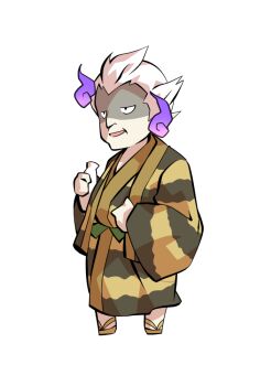 Rule 34 | 1boy, alphes (style), black eyes, bottle, commentary request, dairi, full body, hand on own stomach, holding, holding bottle, japanese clothes, kimono, large variant set, male focus, old, old man, parody, pointy ears, sandals, short hair, solo, standing, striped clothes, striped kimono, style parody, tachi-e, touhou, transparent background, uwabami (touhou), variant set