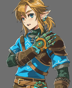 1boy belt earrings ito_noizi jewelry link nintendo pointy the_legend_of_zelda the_legend_of_zelda:_tears_of_the_kingdom turtleneck