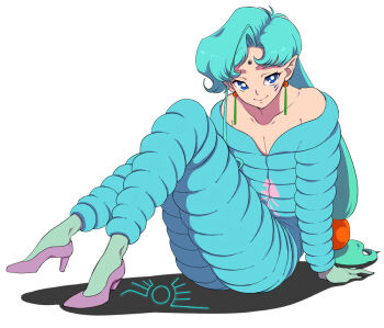 1990s_(style) 1boy androgynous bad_id bad_pixiv_id bare_shoulders bindi bishoujo_senshi_sailor_moon bishoujo_senshi_sailor_moon_supers blue_eyes blue_hair dendeko earrings facial_mark fish_eye_(sailor_moon) full_body hair_ornament jewelry long_hair low-tied_long_hair male_focus matching_hair/eyes pointy_ears retro_artstyle shadow shoes smile solo sphere_hair_ornament tattoo trap white_background