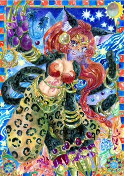 animal_ears bastemon bracelet cat_ears cat_tail digimon digimon_(creature) ga10mura jewelry multiple_tails tail