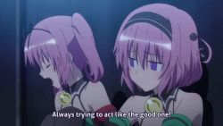>_< 2girls :d animated anime_screenshot blush demon_tail elbow_gloves gloves hairband holding_another's_tail incest licking molestation momo_velia_deviluke multiple_girls nana_asta_deviluke open_mouth pink_hair purple_eyes ribbon saliva saliva_trail sexually_suggestive short_hair siblings sisters smile sound striped_legwear sucking_tail tagme tail tail_fondling tail_grab thighhighs to_love-ru twincest twins twintails uncommon_stimulation video xd yuri