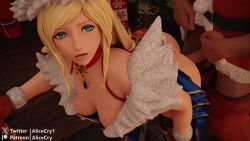 1boy 1girl 3d alicecry animated ass b._jenet b.jenet blonde_hair bouncing_ass bouncing_breasts breasts christmas clothed_sex coat cum curvy doggystyle dress erection fluffy green_eyes hat head_out_of_frame hetero highres jiggle large_breasts long_hair looking_at_viewer looking_back no_panties open_clothes open_mouth pants penis santa_costume sex sex_from_behind skirt sound standing standing_sex tagme the_king_of_fighters thighs video