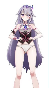 1girl bare_shoulders bracelet chest_jewel gem grey_hair highres hololive hololive_english jewel_under_eye jewelry koseki_bijou long_hair looking_at_viewer multicolored_hair open_mouth panties pink_hair purple_eyes purple_hair skaarl_(artist) smile solo underwear very_long_hair virtual_youtuber white_panties