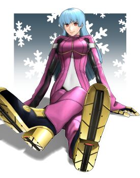 1girl female_focus frozen gloves ice jackboo jackboo_ kula_diamond long_hair mechanical_hands pale_skin red_eyes the_king_of_fighters