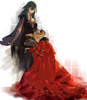 2girls breasts dress edelgard_von_hresvelg female_byleth_(fire_emblem) fire_emblem fire_emblem:_three_houses large_breasts multiple_girls nahonanaho nintendo source_request tagme yuri
