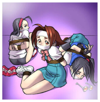 Rule 34 | bdsm, bondage, bound, gag, hibiki ran, highres, justice gakuen, short hair, skirt, wakaba hinata