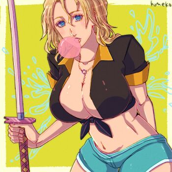 1girl bleach breasts chewing_gum large_breasts long_hair matsumoto_rangiku tagme