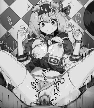 ... 1boy 1girl alarm_clock alternate_breast_size animal_ears arknights bow breasts cat_ears cat_girl censored clock clothes_lift clothing_aside comb commentary_request cum cum_in_mouth cum_on_body cum_on_breasts cum_on_upper_body dress dress_lift floppy_ears goldenglow_(arknights) greyscale hair_bow hairband hetero highres infection_monitor_(arknights) lanyard large_breasts lightning_bolt_print long_hair looking_at_viewer medium_breasts monochrome mosaic_censoring nipples panties panties_aside paofan penis pov print_hairband pussy scissors sex smile solo_focus spread_legs time_stop trembling underwear vaginal