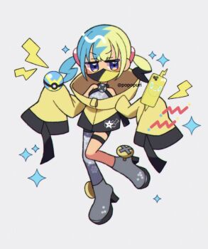 alternate_costume canari_(pokemon) chibi cosplay highres iono_(pokemon) iono_(pokemon)_(cosplay) nintendo pokemon pokemon_legends:_z-a popo_(popopuri) simple_background white_background