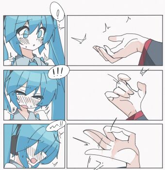 ! 2girls comic hatsune_miku implied_fingering kasane_teto multiple_girls sexually_suggestive spoken_exclamation_mark t2e1o1 vocaloid