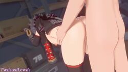 1boy 1girl 3d animated artist_name ass bent_over black_thighhighs bouncing_breasts breasts caesar_king_(zenless_zone_zero) completely_nude grey_hair grey_nails hetero indoors jacket large_breasts moaning multiple_views naked_jacket nipples nsfw_sonia_va nude open_mouth opennsfwsp penis sex sex_from_behind sound standing standing_sex thighhighs torso_grab twiistedlewds vaginal video wise_(zenless_zone_zero) zenless_zone_zero