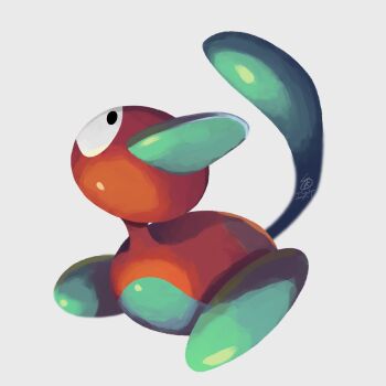 beak esuke_coil full_body gen_2_pokemon highres nintendo no_humans pokemon pokemon_(creature) pokemon_focus porygon2 simple_background solo tail watermark white_background