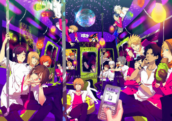 6+boys animal_ears asymmetrical_bangs avatar:_the_last_airbender avatar_legends axel_(kingdom_hearts) bean_bag_chair bento bird black_eyes black_hair black_pants bleach blonde_hair blue_eyes blush_stickers bob_cut brak_(space_ghost) brown_gloves brown_hair bucket burn_scar calcifer cat_ears cat_tail character_request chopsticks closed_eyes code_geass collared_shirt commentary crossed_arms crossover dark_skin deviantart_username dino_(reborn) disco_ball door earrings eating edward_elric ein_lee elbow_rest english_commentary english_text expressionless eyeshield_21 eyewear_on_head facing_to_the_side falling fangs food fruits_basket fullmetal_alchemist gloves grey_hair grin gundam gundam_00 hand_on_railing hand_up head_on_another's_shoulder head_rest headphones himura_kenshin hiruma_youichi hitsugaya_toushirou holding holding_bento holding_bucket holding_chopsticks holding_phone hood hood_up hoodie howl_no_ugoku_shiro howl_pendragon ikari_shinji indoors jacket jewelry katekyo_hitman_reborn! kenny_mccormick kingdom_hearts kingdom_hearts_ii knee_up leaning_forward leaning_on_person leg_up lelouch_vi_britannia light_smile looking_at_viewer looking_down looking_to_the_side male_focus medium_hair midriff_peek mugen_(samurai_champloo) multiple_boys nagisa_kaworu necktie neon_genesis_evangelion night nose_picking open_clothes open_jacket orange_hair orange_hoodie original pants parted_bangs penguin phone pink_jacket pink_necktie pink_shirt pointy_ears pouring pov pov_hands prank red_eyes red_hair rokudou_mukuro round_eyewear roxas rurouni_kenshin sandwich scar scar_on_face scared shirt short_hair sitting sky sleeping sleeping_upright sleeves_rolled_up smile sohma_kyou space_ghost_(series) space_ghost_coast_to_coast speech_bubble sphere_earrings spiked_hair spread_legs star_(sky) star_(symbol) sunglasses sushi tail text_messaging tieria_erde toothpaste train train_interior undone_necktie v white_hair white_jacket white_shirt window wing_collar zebra zuko