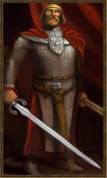 1boy armor blonde_hair game king knight male_focus military portugal solo standing sword weapon