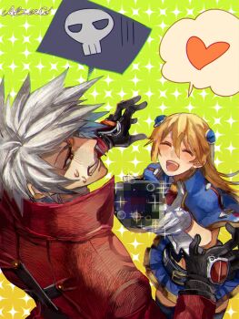Rule 34 | ^ ^, akilico, bad food, blazblue, blazblue: calamity trigger, blazblue: central fiction, blazblue: chronophantasma, blazblue: continuum shift, blonde hair, closed eyes, closed eyes, food, gloves, heart, jacket, noel vermillion, ragna the bloodedge, signature, smile, spoken heart, sweatdrop, white hair