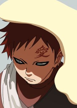 Rule 34 | 1boy, closed mouth, commentary request, facial tattoo, forehead tattoo, frown, gaara (naruto), grey background, highres, looking to the side, male focus, naruto (series), naruto shippuuden, parted bangs, pnpk 1013, red hair, short hair, sideways glance, solo, tattoo