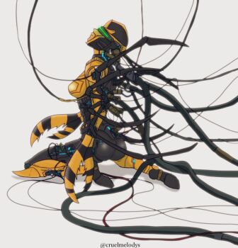 1girl ass beast_wars beast_wars:_transformers blackarachnia breasts claws cruelmelodys ghost_in_the_shell kneeling mecha medium_breasts no_humans parody predacon robot science_fiction transformers visor