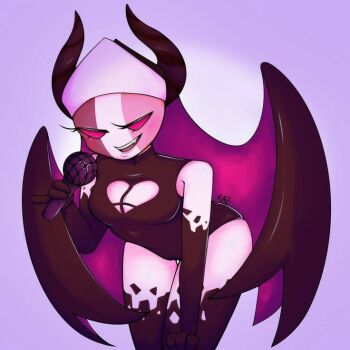 Rule 34 | clothing cutout, copyright request, demon girl, demon horns, heart cutout, horns, looking at viewer, non-web source, pink eyes, sarvente (friday night funkin'), thick thighs, thighs