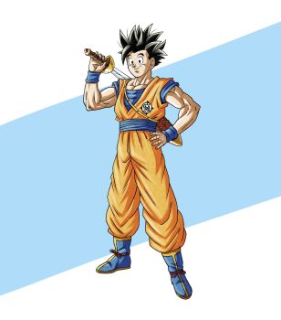 Rule 34 | 1boy, black hair, blue background, blue boots, blue sash, blue shirt, boots, dougi, dragon ball, dragon ball super, dragon ball super super hero, dragonball z, highres, holding, holding sword, holding weapon, male focus, muscular, muscular male, orange pants, orange shirt, pants, sash, sheath, shirt, short hair, simple background, solo, son gohan, spiked hair, sword, weapon, zarpzy