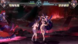 1other 2girls 3d animal_ears animated black_hair breasts death_(granblue_fantasy) erune granblue_fantasy granblue_fantasy_versus:_rising highres multiple_girls nier_(granblue_fantasy) nipples nude nude_filter nude_mod outdoors pink_eyes red_eyes sound tagme tail third-party_edit video yuel_(granblue_fantasy)
