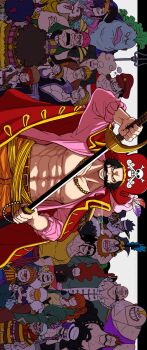 6+boys abs bad_id bad_twitter_id bald bandana beard black_hair blonde_hair blumarine brown_hair buggy_the_clown cb_gallant child coat coat_on_shoulders crocus_(one_piece) crossed_arms donquino_(one_piece) doringo_(one_piece) erio_(one_piece) facial_hair glasses gol_d._roger hair_over_eyes hair_up hat hat_feather highres holding holding_sword holding_weapon jacksonbanner jewelry letterboxed long_beard long_hair long_nose looking_at_viewer millet_pine moon_isaac_jr. mr._momora mugren_(one_piece) multiple_boys mustache necklace one_piece open_clothes open_shirt orange_hair petermoo pink_bandana pink_hair pink_shirt pirate_hat ponytail red_coat red_hair red_nose sash scar scar_across_eye scar_on_face scopper_gaban seagull_guns_nozdon shanks_(one_piece) sheath shinonome_(7566ani) shirt short_hair silvers_rayleigh smile spencer_(one_piece) straw_hat sunbell_(one_piece) sword taro_(one_piece) unsheathing very_long_beard weapon yellow_sash yui_(one_piece)
