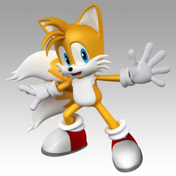 1boy 3d absurdres animal_ears animal_nose arms_up body_fur fox_boy fox_ears fox_tail full_body furry furry_male gloves gradient_background grey_background happy highres legs_apart looking_at_viewer male_focus mario_&amp;_sonic_(series) mario_&amp;_sonic_at_the_olympic_games_(2007) multiple_tails official_art open_mouth outstretched_arms red_shoes shoes simple_background smile socks solo sonic_(series) standing tail tails_(sonic) teeth third-party_source tongue two-tone_fur two_tails white_fur white_gloves white_socks yellow_fur