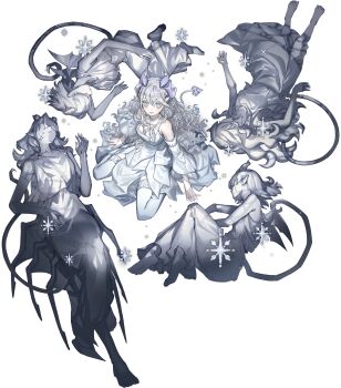 absurdres anonymous_(yu-gi-oh!) arianna_the_labrynth_servant arianne_the_labrynth_servant arias_the_labrynth_butler bare_shoulders blue_eyes breasts demon_girl dress duel_monster game_cg grey_hair highres horns lady_labrynth_of_the_silver_castle lady_labrynth_of_the_silver_castle_(alternate_art) long_hair lovely_labrynth_of_the_silver_castle multiple_girls official_alternate_costume official_alternate_hairstyle official_art pointy_ears simple_background stitched tail third-party_edit transparent_background yu-gi-oh! yu-gi-oh!_master_duel