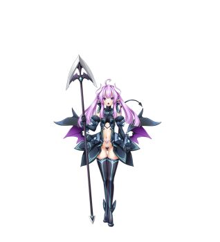 1girl :o ahoge amakubo_yuri aqua_trim armor black_gloves black_thighhighs boots breasts demon_girl demon_horns demon_tail demon_wings detached_sleeves elbow_gloves full_body game_cg gloves heart_maebari highres holding holding_polearm holding_weapon horns inoino jewelry kouyoku_senki_exs-tia large_variant_set lilistia lilistia_yuriel long_hair looking_at_viewer low_wings maebari navel non-web_source official_art open_mouth pointy_ears polearm pubic_tattoo purple_eyes purple_hair purple_wings small_breasts solo spear standing tachi-e tail tattoo thigh_boots thigh_gap thighhighs transparent_background twintails variant_set weapon wings