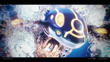 3d animal_focus artist_name celebi350300687 character_name cinema_4d_(medium) closed_mouth colored_sclera commentary_request commission gen_3_pokemon highres kyogre legendary_pokemon letterboxed nintendo no_humans orange_eyes pokedex_number pokemon pokemon_(creature) pokemon_focus primal_kyogre solo water watermark watermark_grid yellow_sclera