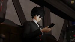 1girl 3d amamiya_ren animated body_writing bouncing_breasts breasts cellphone dark-skinned_male dark_skin depth_measurement english_text hetero imjustthatkinky indoors interracial looking_at_phone looking_at_viewer multiple_boys netorare netorase niijima_makoto nipples persona persona_5 phone reverse_cowgirl_position rubyredva sex smango3d smartphone sound straddling tagme tan tanline uncensored v vaginal video
