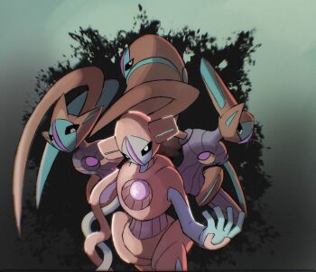 alien alternate_form ashita_mo black_sclera blue_skin colored_sclera colored_skin deoxys deoxys_(attack) deoxys_(defense) deoxys_(normal) deoxys_(speed) gen_3_pokemon highres mythical_pokemon nintendo orange_skin pokemon pokemon_(creature) tentacles white_eyes
