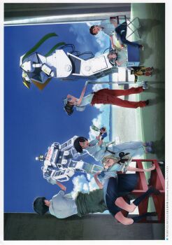 2boys 4girls absurdres antenna_hair armpits belt black_belt black_bow black_hair black_shoes blonde_hair blue_hoodie blue_skirt blue_sky blue_socks bottle bow braid breast_pocket brown_hair brown_shoes cable cart catching chair chuo_tanegashima_high_school_uniform cloud cloudy_sky collared_shirt concrete cooler crossed_legs daitoku_junna day dougi drink everyone exhausted exif_rotation fingerless_gloves folding_chair formal_clothes from_behind fukuda_tomonori furrowed_brow glasses gloves green_pants green_sash green_scarf green_suit grey_hair gunbuild-1 hair_bow hat hidaka_subaru high_ponytail highres hood hooded_jacket hoodie horizon jacket karate karate_gi kneehighs koujiro_frau laces leaning_forward loafers long_hair lying mecha miniskirt multiple_boys multiple_girls obi official_art on_back open_mouth outdoors pants peaked_cap pillar pink_shirt pleated_skirt pocket ponytail ponytail_with_braided_base pulling_own_clothes purple_shoes red_eyes red_hair red_shirt red_shoes red_suit robot robotics;notes sailor_collar sash scarf school_uniform science_adventure senomiya_akiho shadow shirt shoes short_hair sidelocks single_sidelock sitting skal skirt sky sleeves_rolled_up sleeves_tied_together sneakers socks standing suit surprised sweat sweatdrop t-shirt tanegashimachine-3 thighs tied_sleeves tongue tools towel towel_around_neck twintails undershirt very_long_hair white_gloves white_hat white_jacket white_pants white_shirt winter wiping_sweat wire working yashio_kaito yukifune_airi