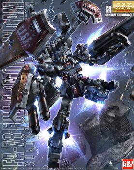 Rule 34 | arm cannon, artist name, beam cannon, box art, character name, commentary, copyright name, dated, dual arm cannons, earth federation, earth federation space forces, fake box art, full armor gundam, gundam, gundam thunderbolt, highres, lightning, logo parody, mecha, mecha focus, missile pod, mobile suit, no humans, raruru, robot, science fiction, shield, solo, space, thrusters, v-fin, watermark, weapon, yellow eyes