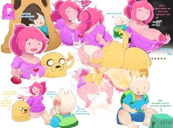 !? 1girl 2boys adventure_time ass blonde_hair blush breasts clothed_sex colored_skin cum cum_in_pussy cum_on_ass cum_on_body cum_on_lower_body fingering finn_the_human grabbing_another's_ass grabbing_from_behind groping huge_ass huge_breasts huge_penis jake_the_dog long_hair masturbation multiple_boys netorare open_mouth penis pink_hair pink_skin princess_bonnibel_bubblegum sex sex_from_behind shinolara simple_background size_difference surprised white_background x-ray yellow_skin