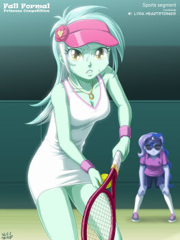 2girls highres princess_luna lyra_heartstrings multiple_girls my_little_pony my_little_pony:_equestria_girls my_little_pony:_friendship_is_magic personification racket sweat tagme tennis_racket uotapo