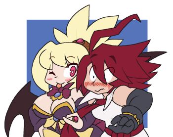 1boy 1girl adell blonde_hair disgaea red_hair rozalin tagme