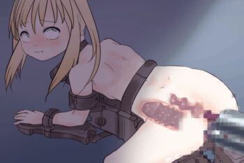 1girl anal anal_object_insertion animated animated_gif bdsm blonde_hair blue_eyes bondage bound breasts censored double_penetration female_focus forced_orgasm loli lowres machine machinery mosaic_censoring nude object_insertion restrained sex_machine sex_toy slender small_breasts solo vaginal vaginal_object_insertion vibrator x-ray