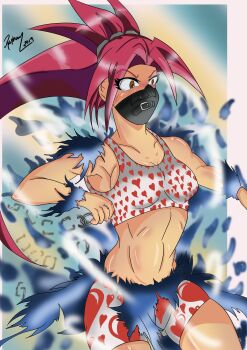 Rule 34 | 1girl, 2019, absurdres, angry, armpits, artist request, black mask, blush, bodysuit, boxer briefs, boyshort panties, bra, breasts, brown eyes, capcom, chain, cleavage, clenched hands, collarbone, defeat, delinquent, embarrassed, exploding clothes, eyelashes, female focus, heart, heart print, high ponytail, highres, zaki (justice gakuen), huge filesize, humiliation, justice gakuen, leather, legs, long hair, looking away, male underwear, mask, medium breasts, midriff, moero! justice gakuen, mouth mask, muscular, muscular female, neck, panties, parted bangs, ponytail, red hair, sailor collar, shiny skin, sideboob, sidelocks, signature, skin tight, spiked hair, standing, thighs, toned, toned female, torn bodysuit, torn clothes, tsundere, underwear, v-shaped eyebrows, very long hair, white bra, white panties