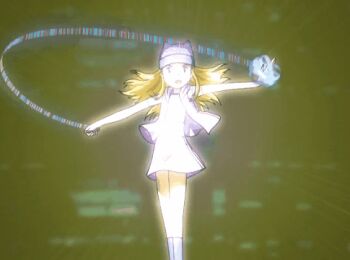 animated animated_gif anime_screenshot blonde_hair breasts completely_nude digimon digimon_frontier energy evolution feathers floating_hair hat henshin loli nude official_art orimoto_izumi purple_shoes purple_skirt purple_vest shirt shoes shutumon skirt small_breasts spirit_evolution standing striped_clothes striped_shirt thighhighs toei_company torn_clothes transformation undressing vest wings