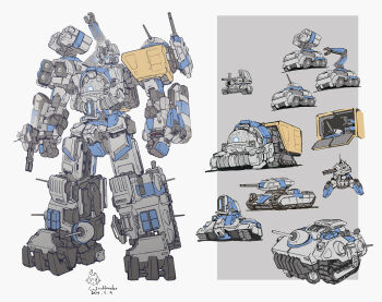 armored_vehicle artist_name cannon caterpillar_tracks clenched_hands command_&amp;_conquer command_&amp;_conquer:_red_alert command_&amp;_conquer:_red_alert_2 commentary dated english_commentary gattai grey_background gun inset_border machine_gun machinery mecha military_vehicle mirage_tank_(red_alert_2) missile_pod motor_vehicle no_humans prism_tank_(red_alert_2) robot science_fiction standing super_robot tank weapon white_background windforcelan