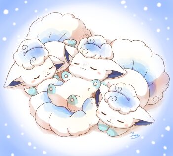 alolan_form alolan_vulpix animal_focus blush closed_eyes closed_mouth commentary_request gen_7_pokemon highres mimix nintendo no_humans pokemon pokemon_(creature) pokemon_focus smile tail white_fur