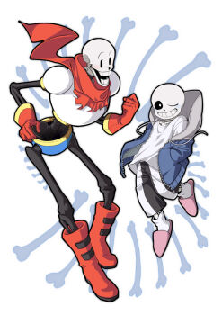2boys ahin_vpv armor black_sclera black_shorts blue_jacket bone boots brothers colored_sclera full_body gloves grin jacket male_focus multiple_boys papyrus_(undertale) red_boots red_gloves red_scarf sans_(undertale) scarf shorts siblings skeleton smile teeth undertale utdr_(toby_fox) white_armor white_background