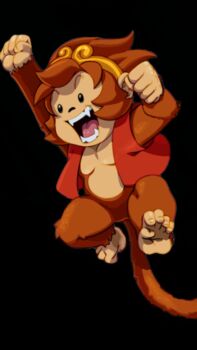 animal animal_ears crown excited fangs furry good_tag highres monkey monkey_ears monkey_tail orange_fur orange_hair sharp_teeth tail teeth tovio_rogers vest