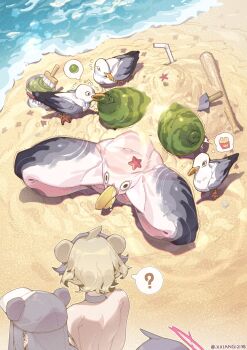 4girls ? absurdres anal anal_object_insertion animal_ears artist_name banana baseball_cap beach bird biting black_hair bodypaint borrowed_character breasts brown_hair cat_ears commentary completely_nude drinking_straw english_commentary exhibitionism food fruit halo hat highres large_areolae large_breasts large_nipples looking_at_another multiple_girls navel nipple_biting nipple_stimulation nipples nude object_insertion ocean original outdoors paint_can paintbrush partially_buried public_indecency pussy red_halo sand seagull solo spoken_question_mark spread_legs starfish thighs uncensored vaginal vaginal_object_insertion variant_set water watermelon what xiangxiangbushixiang_12138