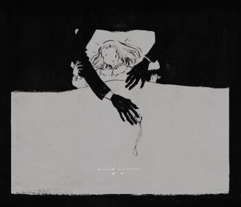 1boy 1girl child closed_eyes commentary_request greyscale holding_another&#039;s_arm lying monochrome nagabe on_back out_of_frame pillow sensei_(totsukuni_no_shoujo) shiva_(totsukuni_no_shoujo) sleeping totsukuni_no_shoujo under_covers