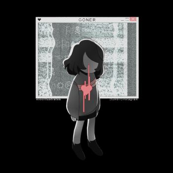 1other artist_name black_background black_footwear commentary deltarune english_commentary english_text faceless full_body glitch grey_sweater heart limited_palette long_sleeves medium_hair niccillustrates shorts simple_background sleeves_past_wrists solo static striped_clothes striped_sweater sweater utdr_(toby_fox) vessel_(deltarune) window_(computing) wingdings